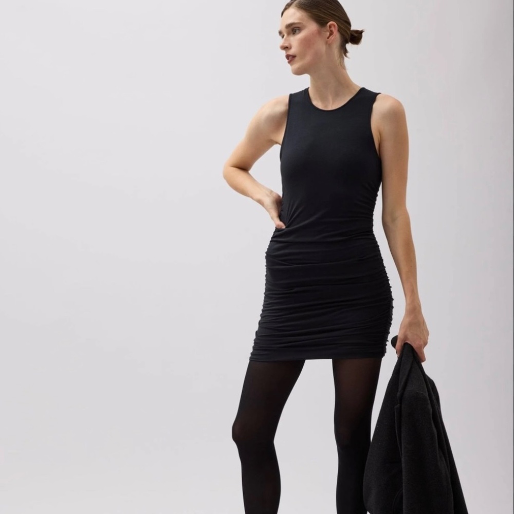 Richer Poorer Carrie Shirred Mini Dress, Black Size Large